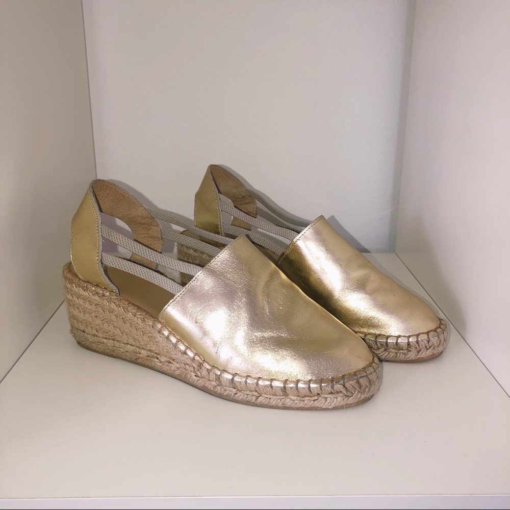 Gold Metallic Espadrille Wedges Made in Spain